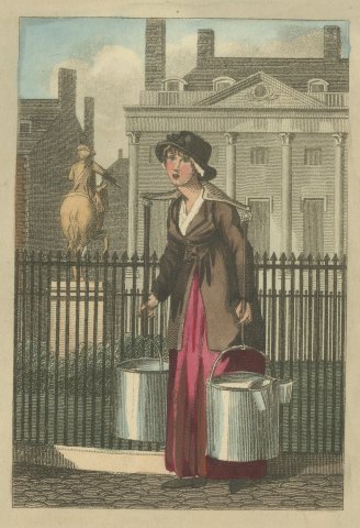 Milk Seller in Cavendish Square, Cries of London, 1804, close-up 1