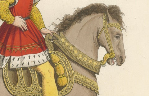 Mounted Nobleman in Parade Dress, Italian Renaissance Equestrian Portrait, 1845, close-up 2