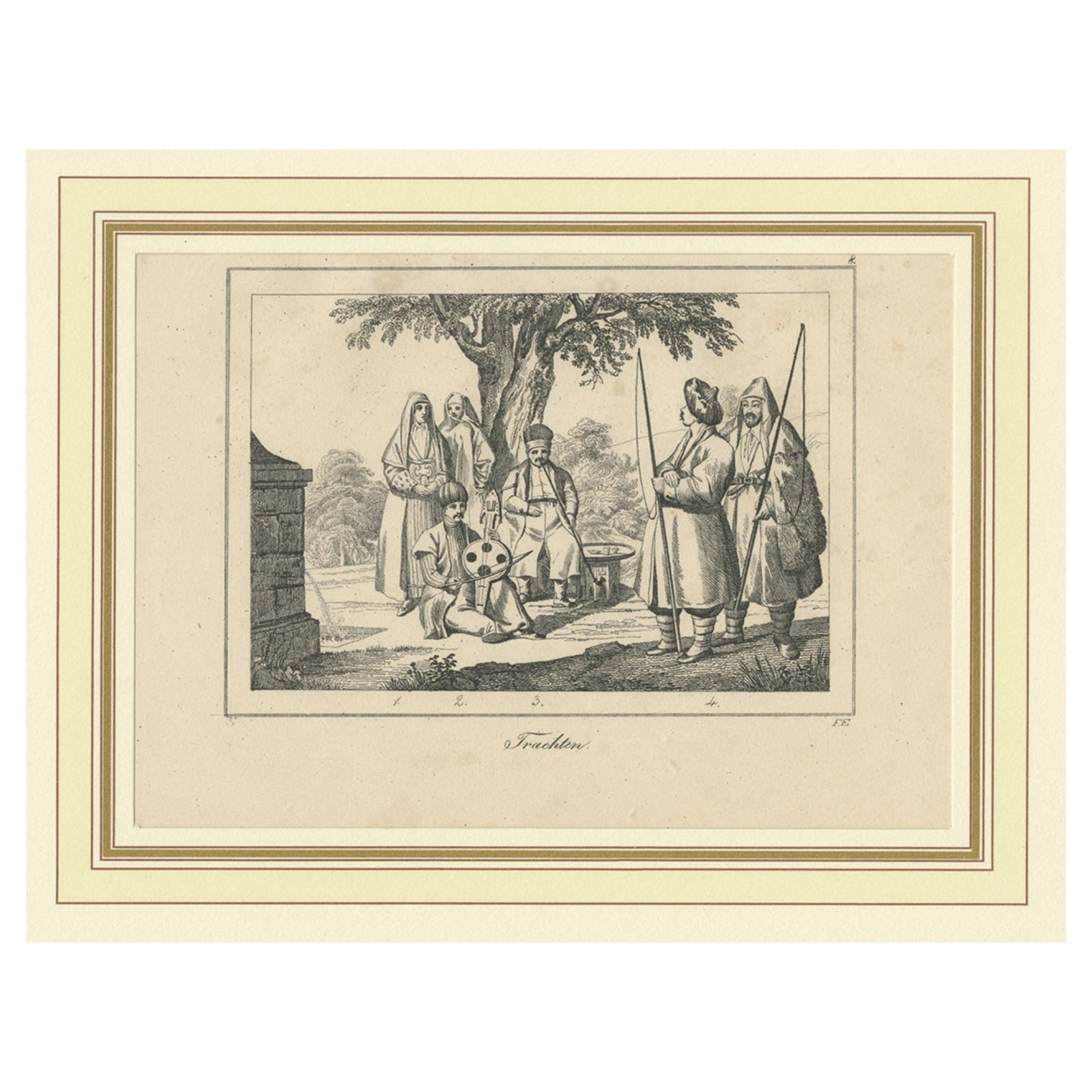 Original Antique Print of Crimean Costumes, Russia & Ukraine, ca.1880