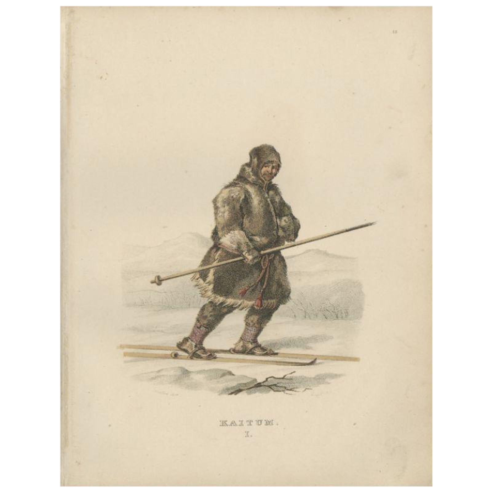 Antique Costume Print of Kaitum, Lapland, Sweden by Sandberg, circa 1864