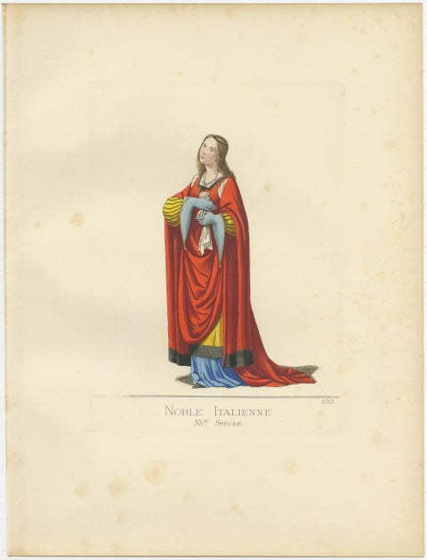 Antique Print of an Italian Noblewoman, 15th Century, by Bonnard, 1860, view 2