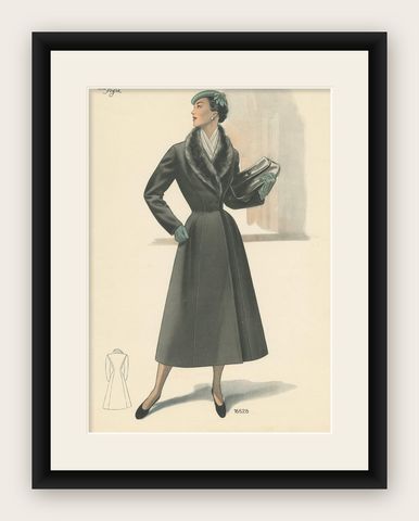 Vintage Fashion Print 'Pl. 16528' Published in Le Tailleur Moderne, 1954, shown framed