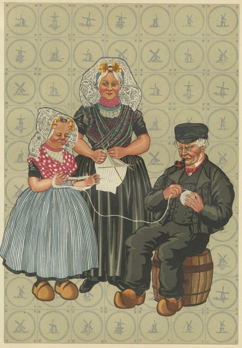 South Beveland Roman Catholic Dress with Girl and Grandfather, Plate XLII (1932), close-up 6