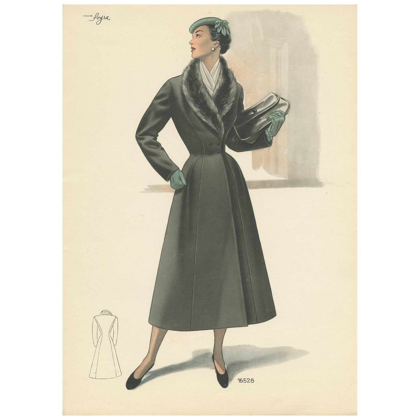 Vintage Fashion Print 'Pl. 16528' Published in Le Tailleur Moderne, 1954