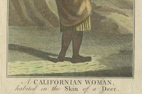 Californian Woman in Deerskin Dress, Indigenous Portrait, Engraving 1780, close-up 1