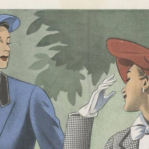 Vintage Fashion Print 'Pl. 14209' Published in Ladies Styles, 1951, close-up 1