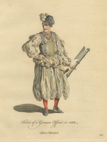German Officer with Battle Axe in Plumed Cap and Full Breeches, 1588, 1757