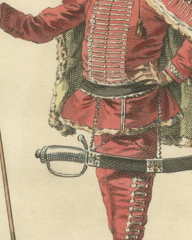 Tancred in Tancred and Sigismunda, Georgian Stage Costume, Jefferys, 1757, close-up 2