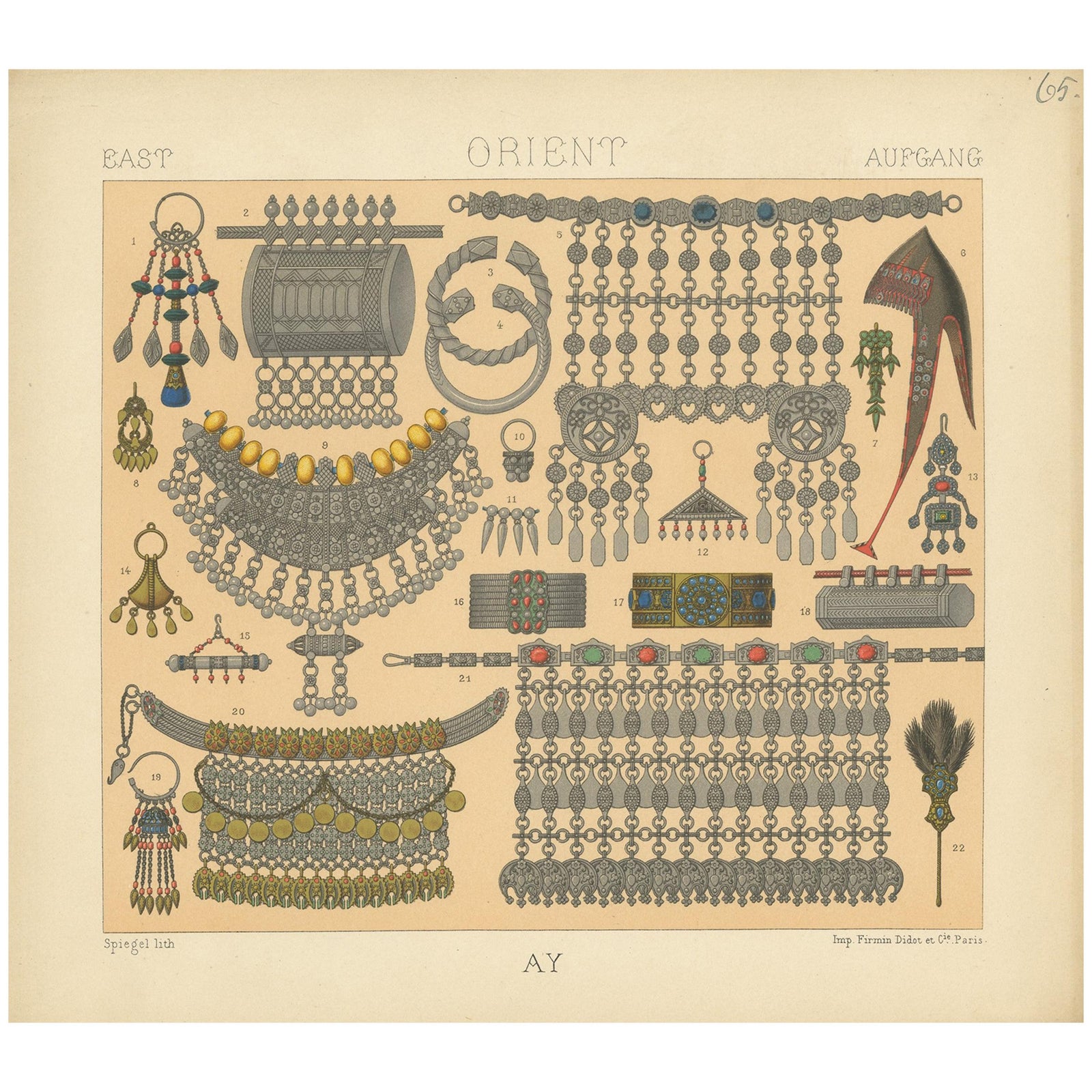 Antique Print of Eastern Jewelry Costumes, 'circa 1880'