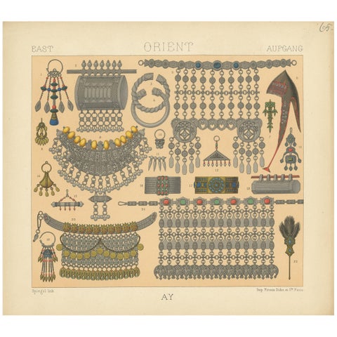 Antique Print of Eastern Jewelry Costumes, 'circa 1880'