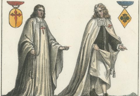 Knights of Santiago and Alcantara with Badges of Knightly Orders, 1842, close-up 1