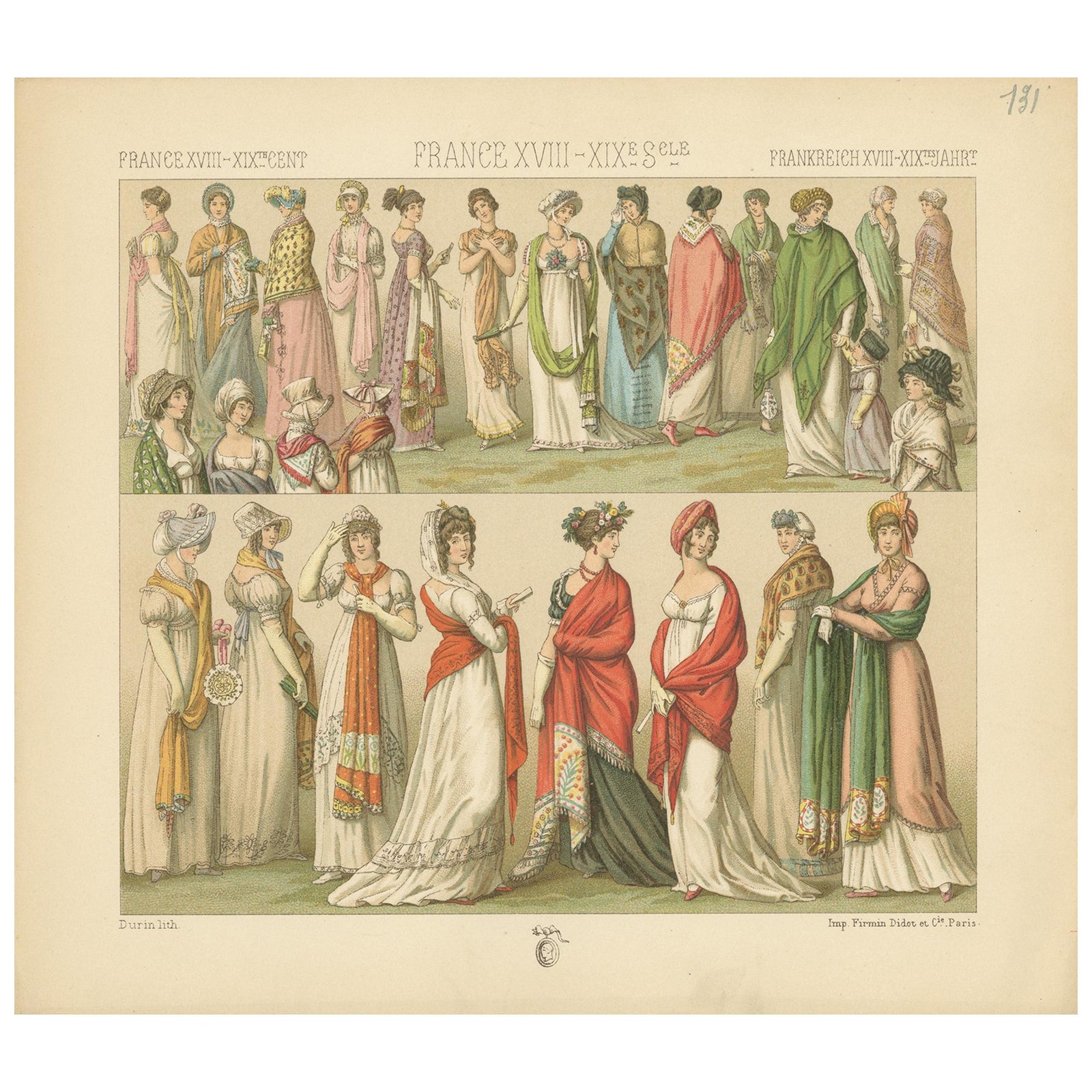 Antique Costume Print, French Women’s Fashion 18th–19th Century