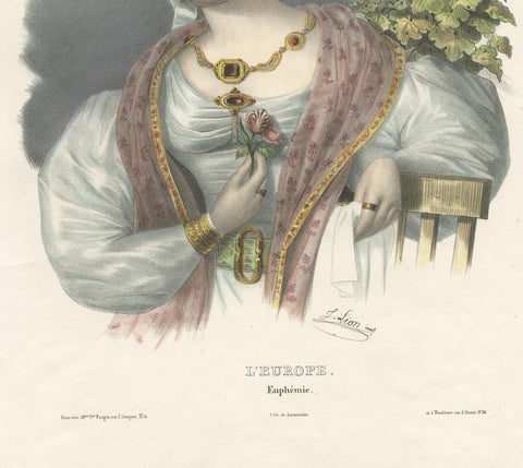 Antique Costume Print of Europe by Lemercier, circa 1840, view 4