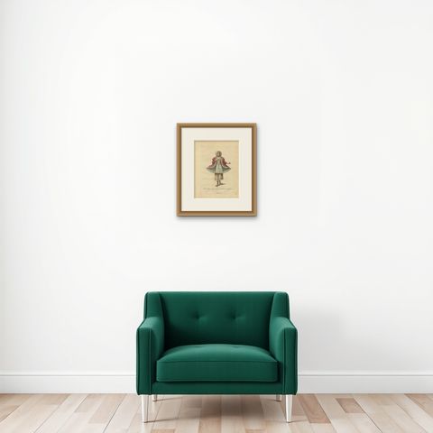 Antique Costume Print Young Lady of Naxos Archipelago Jefferys, 1749, shown framed on a wall