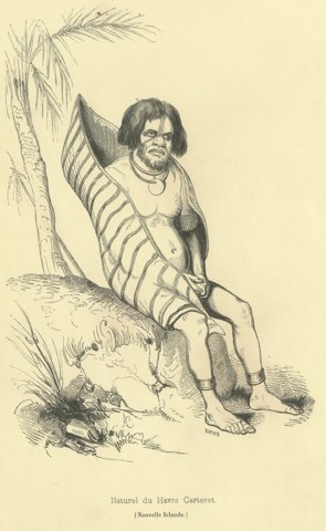 Native of Carteret Harbour, Antique Wahlen Costume Print, 1843-1844
