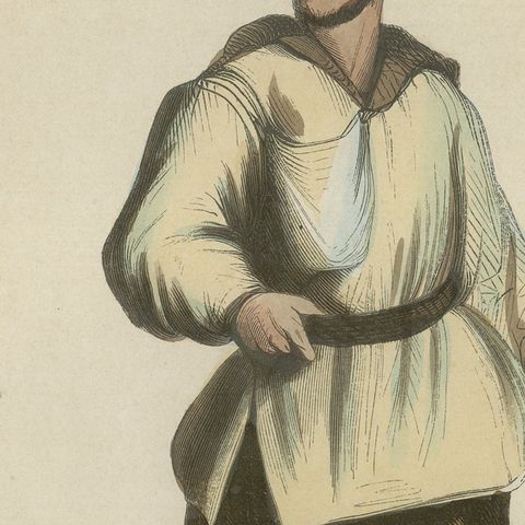 Antique Korean Costume Figure Lithograph, Traditional Korean Dress, 1852, close-up 2