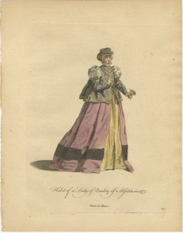 Lady of Quality of Alsace Holding a Rose, Costume of 1577, Jefferys 1757, view 2
