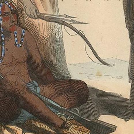 Antique Costume Print of Crow Indians by Wahlen '1843', close-up 1