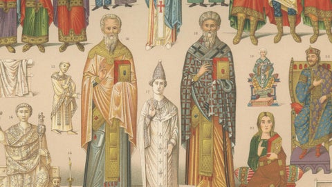 Byzantine Costume Study by Racinet, Imperial & Clerical Dress, 1888, close-up 2