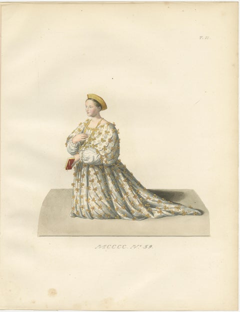 Medieval Courtly Costumes and Figures, Complete Set of 10 Hand-Colored, 1845, view 11