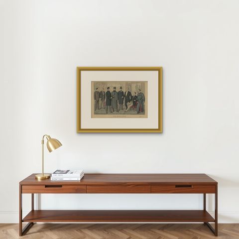 Antique Print of Fashion in November 1890 by Klemm & Weiss, circa 1900, shown framed on a wall