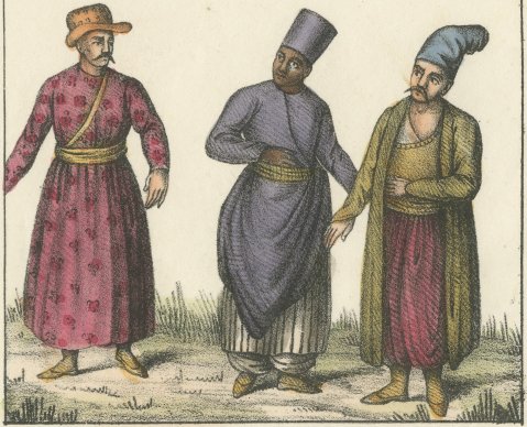 Officer of the Guards, Guard, Mute and Palace Guard, Lithograph, 1842, close-up 2
