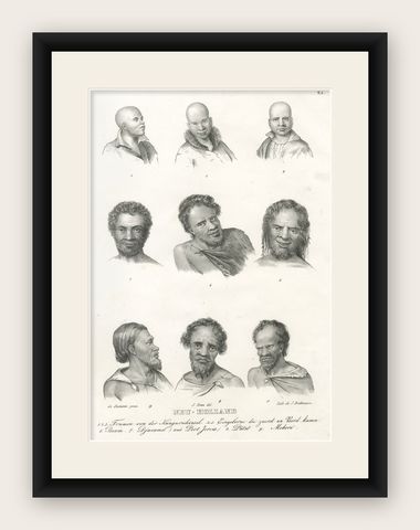 Portrait Study of Indigenous People of New Holland (modern-day Australia), 1836, shown framed