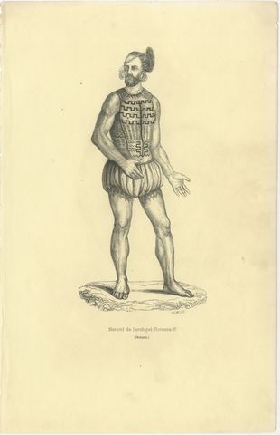 Native of the Romanzoff Archipelago, Antique Wahlen Costume Print, 1843-1844, view 2
