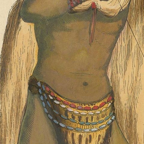 Antique Costume Print of a Male Khoikhoi by Wahlen, '1843', close-up 1