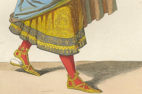 15th Century Costumes, Antique Print of Noble Figures, Published 1845, close-up 4
