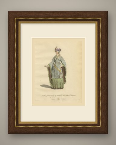 Countess of Holland and Zealand in 1200, Jefferys Costume Plate, 1757, shown framed