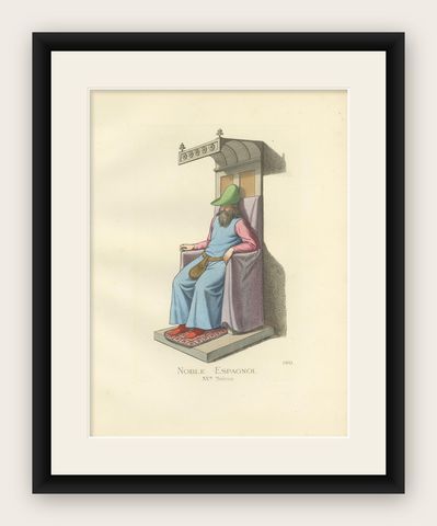 Antique Print of a Spanish Nobleman, 15th Century, by Bonnard, 1860, shown framed