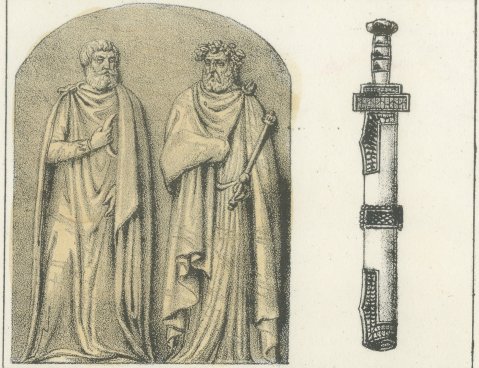 Druids, Pharamond's Sword and the Frankish Kings Pharamond and Clodio, 1842, close-up 1