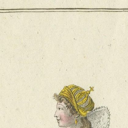 Antique Costume Print of the Empress and Queen of France 'circa 1810', close-up 1