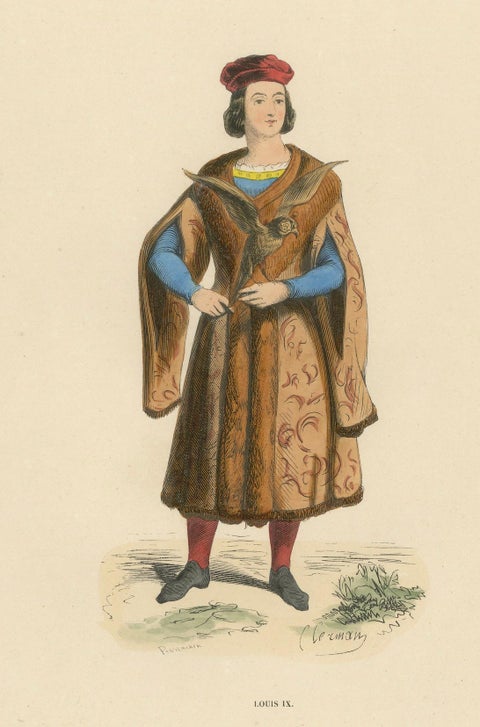 Louis IX: A Portrayal of French Royalty in Medieval Attire, Published in 1847, close-up 3