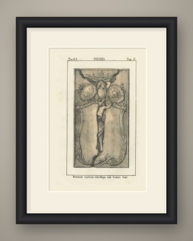 Tomb Monument to the Wife of the Sculptor Nahl, Swiss Lithograph, 1842, shown framed