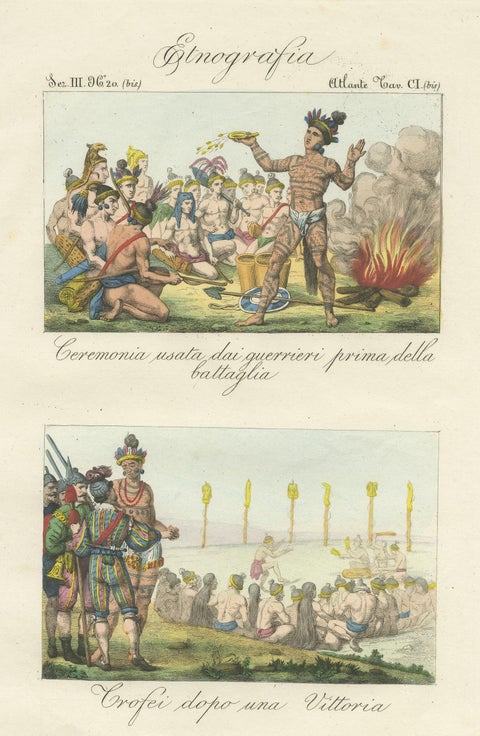 Antique Print of Warrior Costumes and Scenes of North America, '1845', view 3