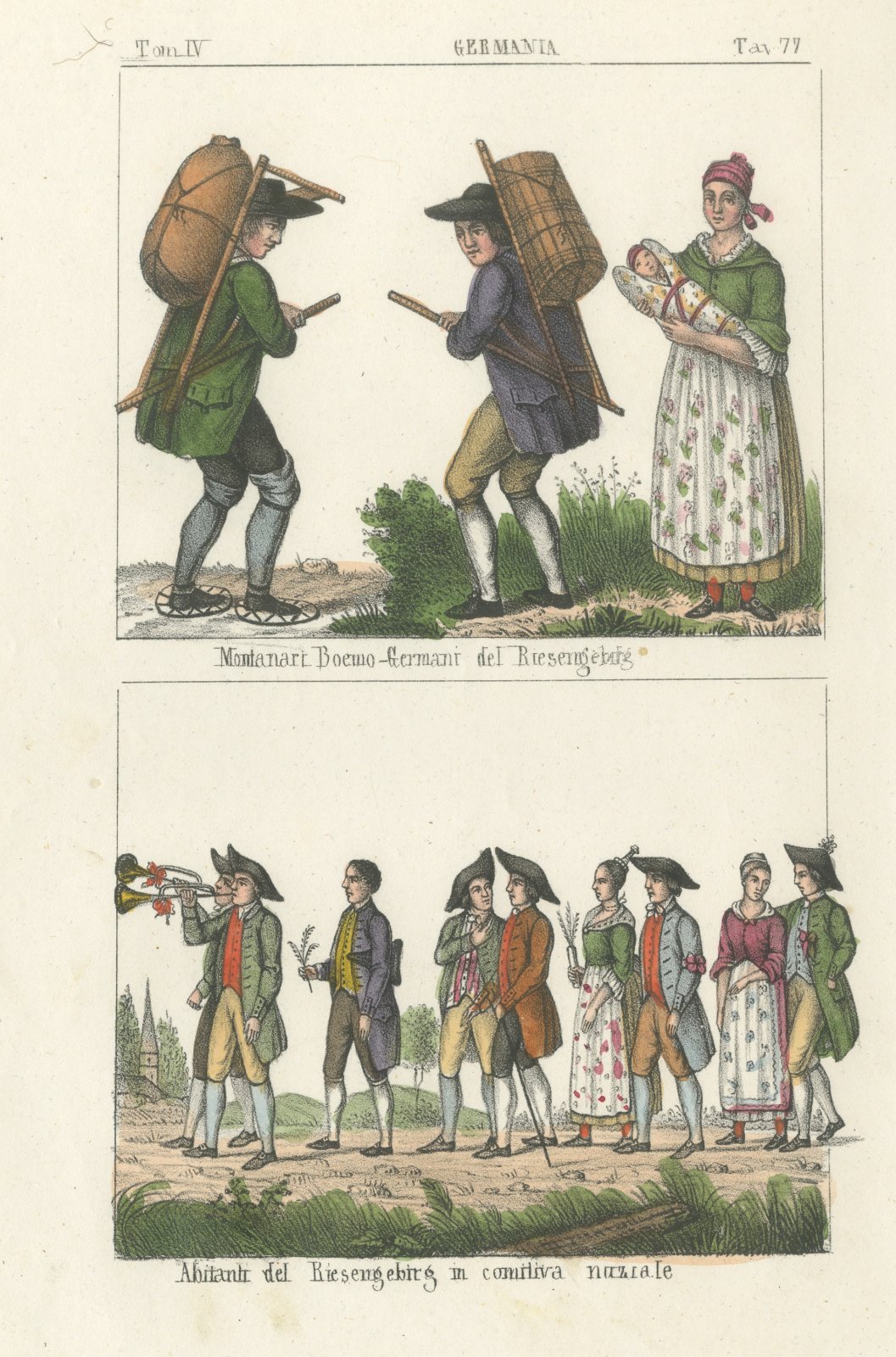 Mountain People of the Riesengebirge and a Wedding Procession, 1842