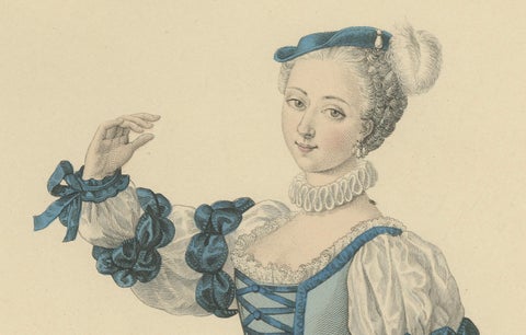 La Camargo, Hand-Colored Engraving of Famous Parisian Dancer, c.1900, close-up 3