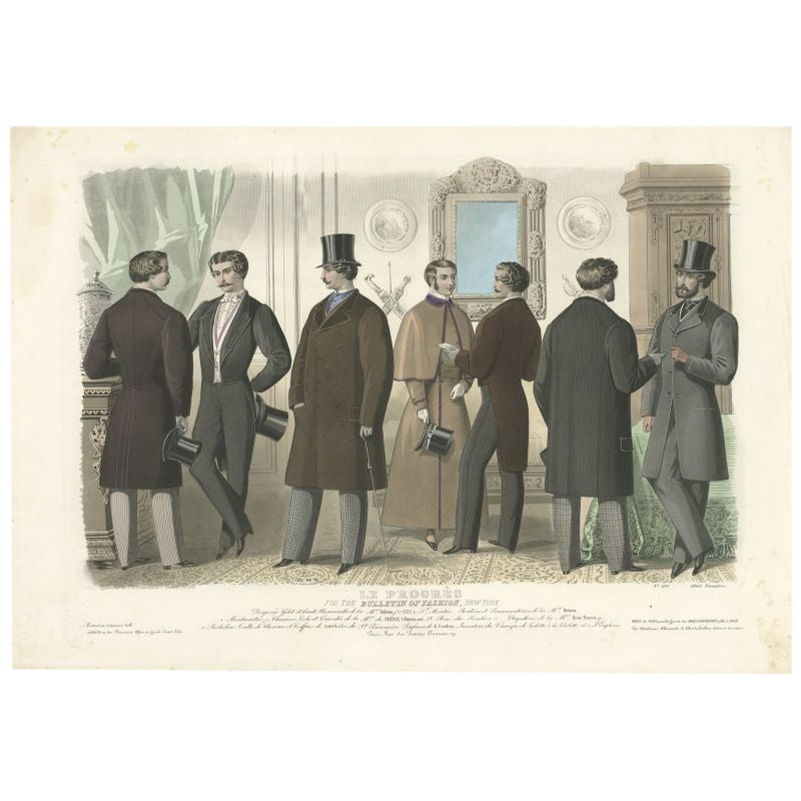 Nice Large Decorative Antique Fashion Print, 1860