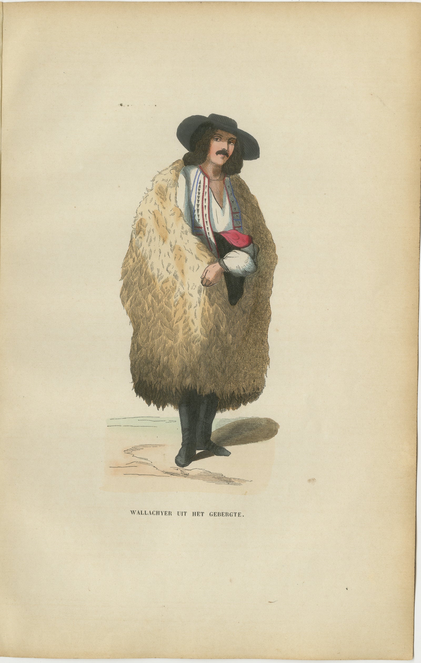 Wallachian Highlander from Romenia - Antique Costume Lithograph, c.1852