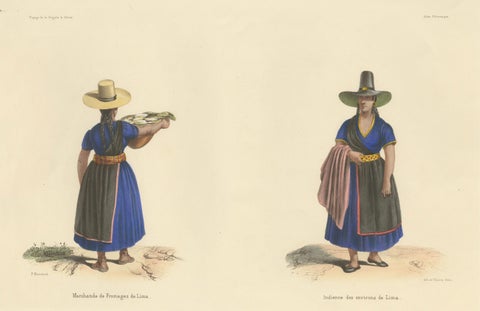 Peruvian Women of Lima, Cheese Seller and Regional Costume, Original 1841, close-up 1