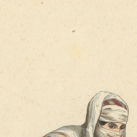 Turkish Woman with Child, Ottoman Costume, Hand-Coloured Lithograph, c.1845, close-up 5