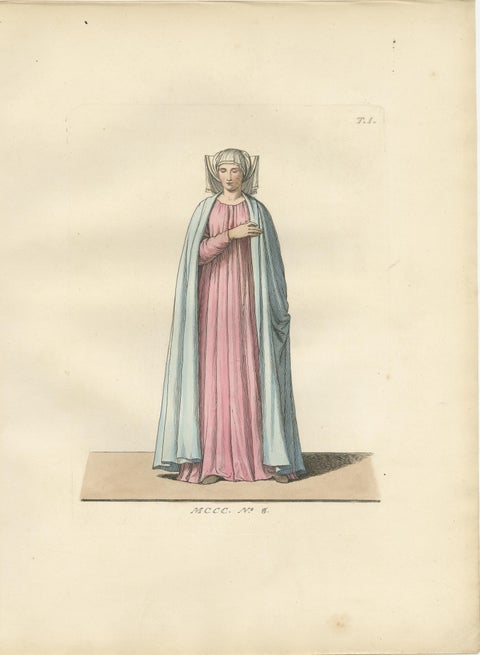 Medieval Fashion Ensemble from Rome & Venice, 14th–15th Century, Published 1845, view 2