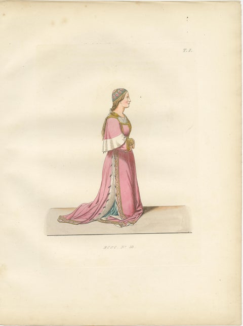 Florentine Grace, Jewish Scholar & Renaissance Notary in Costume, Print of 1845, view 5