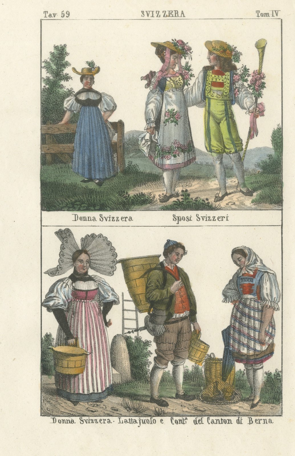 Swiss Woman, Swiss Bridal Couple and a Milkman of the Canton of Bern, 1842