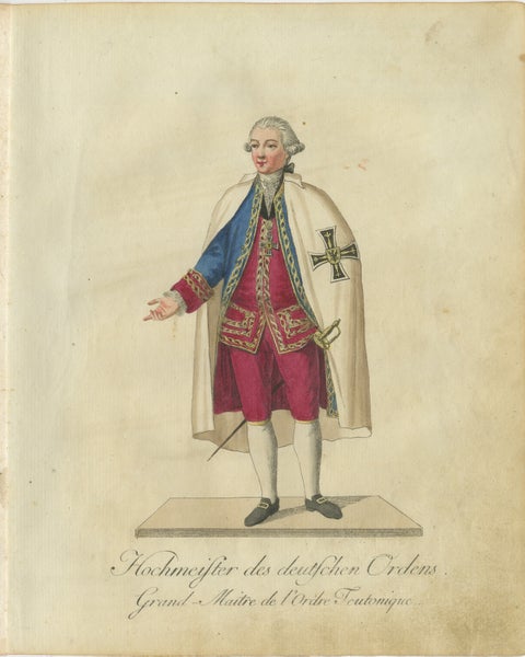 Grand Master of the Teutonic Order: 1791 Colored Engraving in Ceremonial Robes, view 2
