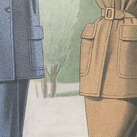 Vintage Fashion Print 'Pl. 14217' Published in Ladies Styles, 1951, close-up 2