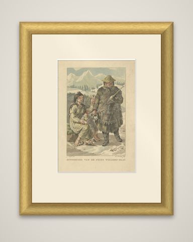 Prince William Sound Alaska Indigenous Family, Antique Costume Print, c.1805, shown framed