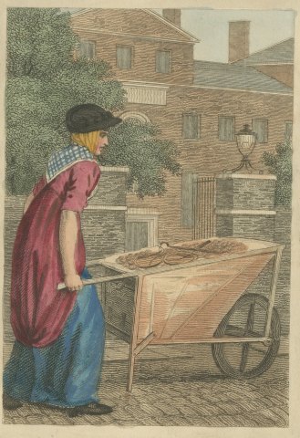 New Potato Seller at the Middlesex Hospital, Cries of London, 1804, close-up 1